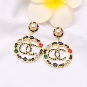 Replica Designer Chanel Women Circle Personality Long Metal Retro Stud Earrings