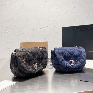 Replica Designer Chanel Women Denim Small Round Bag
