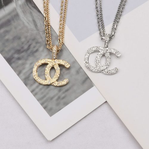Replica Designer Chanel Women Double C Embossed Letters Double-Layer Necklace