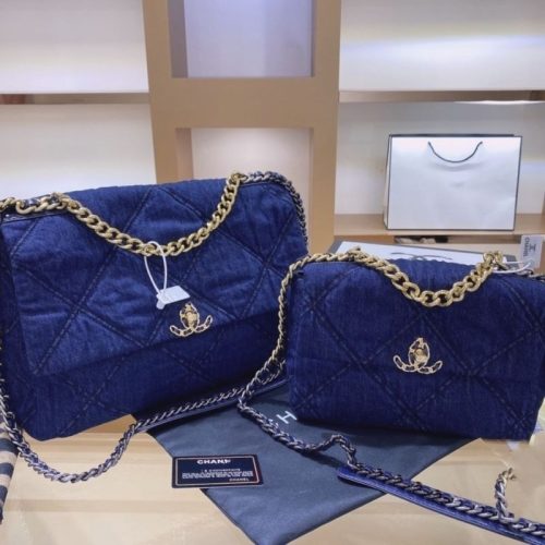 Replica Designer Chanel Women Double C Letters Denim Personality Chain Bag