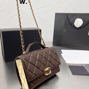 Replica Designer Chanel Women Double C Letters Leather Mirror Box Small Square Bag