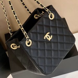 Replica Designer Chanel Women Double C Letters Lychee Pattern Chain Large-Capacity Handbag