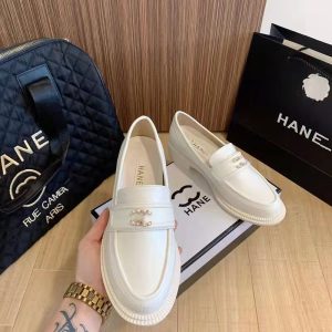 Replica Designer Chanel Women Double C Letters Thick Heel Loafers