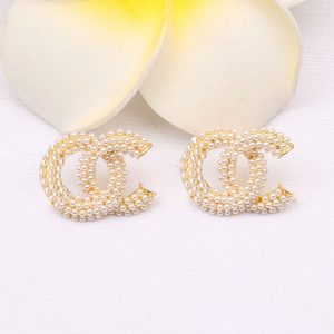 Replica Designer Chanel Women Double C Pearl Earrings