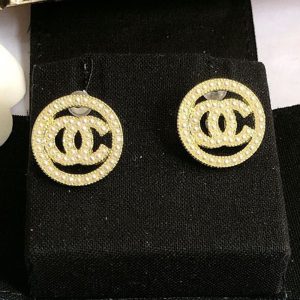Replica Designer Chanel Women Double C Round Pearl Letter Stud Earrings