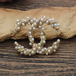 Replica Designer Chanel Women Double C Twist Pearl Brooches