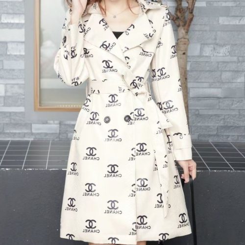 Replica Designer Chanel Women Elegant Lapel Collar Windbreaker
