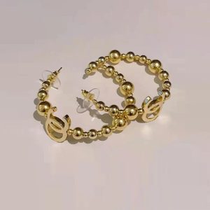 Replica Designer Chanel Women Fashion Beaded Metal Letters Earrings