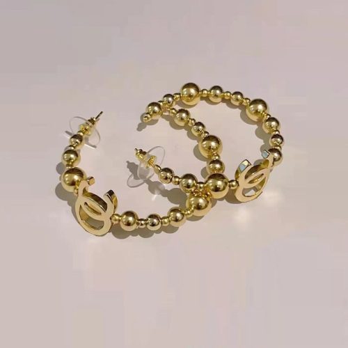 Replica Designer Chanel Women Fashion Beaded Metal Letters Earrings