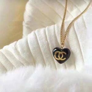 Replica Designer Chanel Women Fashion Black Peach Love Necklace