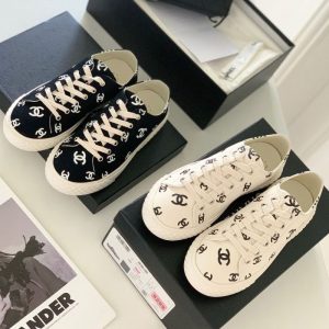 Replica Designer Chanel Women Fashion Canvas Printing Double C Letters Sneakers