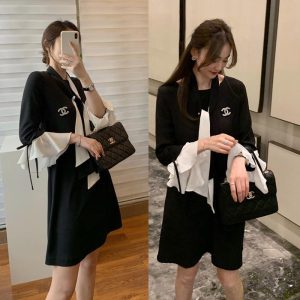 Replica Designer Chanel Women Fashion Crew Neck Dresses