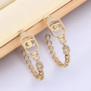 Replica Designer Chanel Women Fashion Double C Chain Letter Earrings