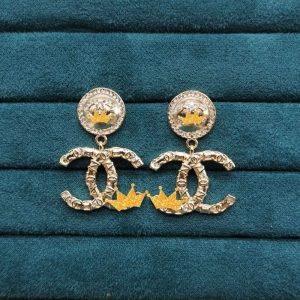 Replica Designer Chanel Women Fashion Double C Letter Embossed Earrings