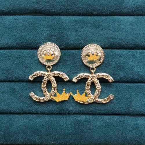 Replica Designer Chanel Women Fashion Double C Letter Embossed Earrings