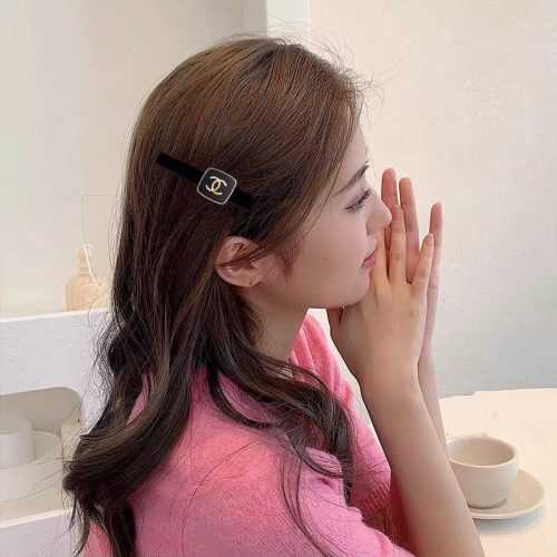 Replica Designer Chanel Women Fashion Double C Letters Black Hair Clip