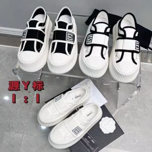 Replica Designer Chanel Women Fashion Double C Letters Canvas Breathable Sneakers