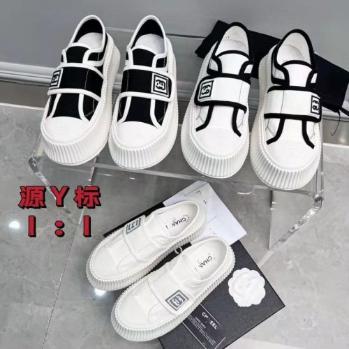 Replica Designer Chanel Women Fashion Double C Letters Canvas Breathable Sneakers