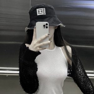 Replica Designer Chanel Women Fashion Double C Letters Canvas Folding Hat