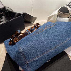 Replica Designer Chanel Women Fashion Double C Letters Denim Large Capacity Tote Bag
