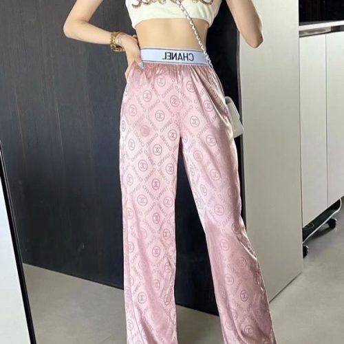 Replica Designer Chanel Women Fashion Double C Letters Printed Pants