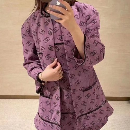 Replica Designer Chanel Women Fashion Double C Letters Printed Sequins Decorated Coat