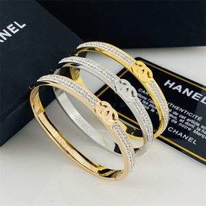 Replica Designer Chanel Women Fashion Double C Letters Rhinestone Bracelet