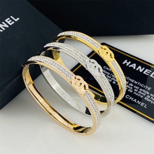 Replica Designer Chanel Women Fashion Double C Letters Rhinestone Bracelet