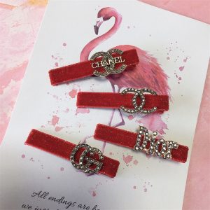 Replica Designer Chanel Women Fashion Double C Letters Rhinestone Hair Clip