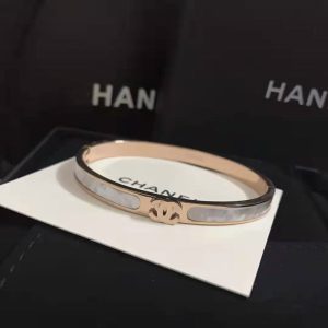 Replica Designer Chanel Women Fashion Double C Letters Rhinestone Titanium Steel Bracelet