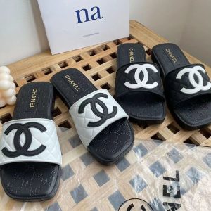 Replica Designer Chanel Women Fashion Double C Letters Soft Flat Slippers