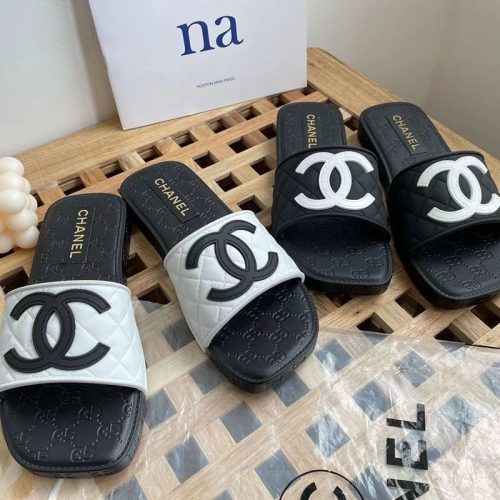 Replica Designer Chanel Women Fashion Double C Letters Soft Flat Slippers