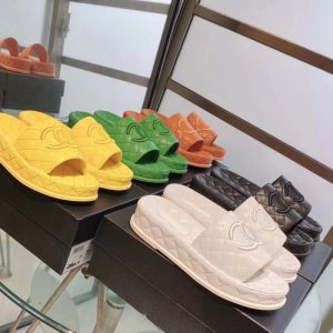 Replica Designer Chanel Women Fashion Double C Letters Thick Bottom Flat Slippers