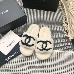 Replica Designer Chanel Women Fashion Double C Letters Thick Bottom Fur Shoes Slippers