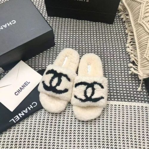 Replica Designer Chanel Women Fashion Double C Letters Thick Bottom Fur Shoes Slippers