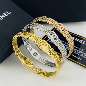 Replica Designer Chanel Women Fashion Double C Letters Titanium Steel Bracelet