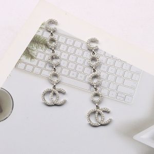 Replica Designer Chanel Women Fashion Double C Long Pearl Earrings