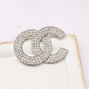 Replica Designer Chanel Women Fashion Double C Rhinestone Brooches