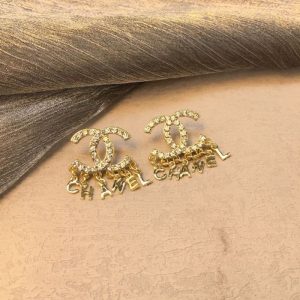 Replica Designer Chanel Women Fashion Double C Rhinestone Earrings