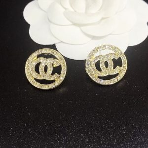 Replica Designer Chanel Women Fashion Double C Rhinestone Earrings
