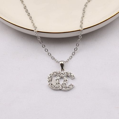 Replica Designer Chanel Women Fashion Double C Rhinestone Necklace