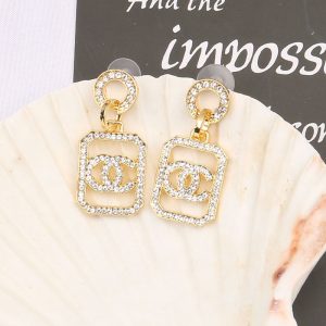 Replica Designer Chanel Women Fashion Double C Rhinestones Earrings