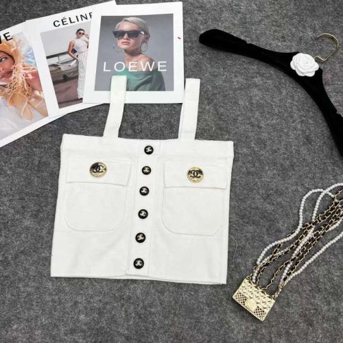 Replica Designer Chanel Women Fashion Double C Sleeveless Knitted Camisole