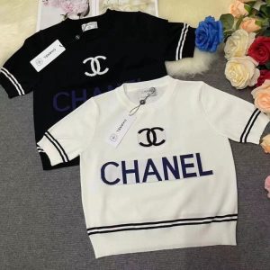 Replica Designer Chanel Women Fashion Double C Solid Color Knitted Sweater
