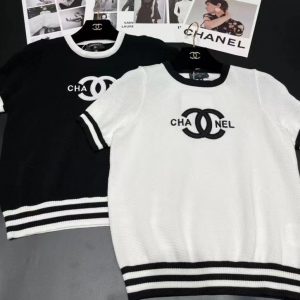 Replica Designer Chanel Women Fashion Double C Solid Color Round Neck Knitted Sweater