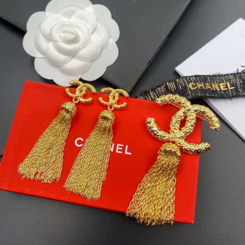 Replica Designer Chanel Women Fashion Double C Tassel Earrings