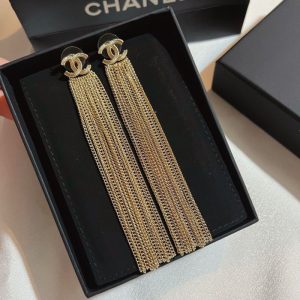 Replica Designer Chanel Women Fashion Double C Tassel Long Earrings