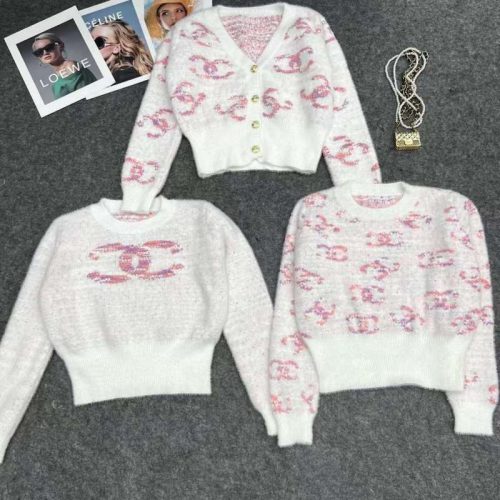 Replica Designer Chanel Women Fashion Embroidered Long-Sleeved Knitted Cardigan