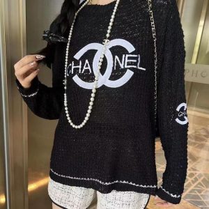 Replica Designer Chanel Women Fashion Embroidery Round Neck Sweater