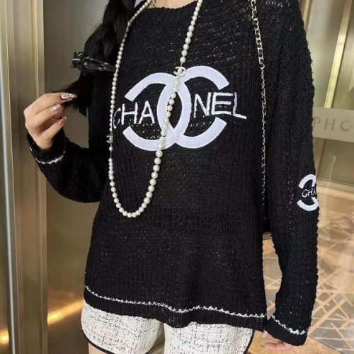 Replica Designer Chanel Women Fashion Embroidery Round Neck Sweater